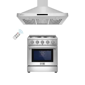 2 Piece Kitchen Appliances Packages w/ 30" Gas Range & 30" Range Hood-30GR03 & 30RH03