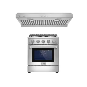 2 Piece Kitchen Appliances Packages w/ 30" Gas Range & 30" Range Hood-30GR03 & 30RH08