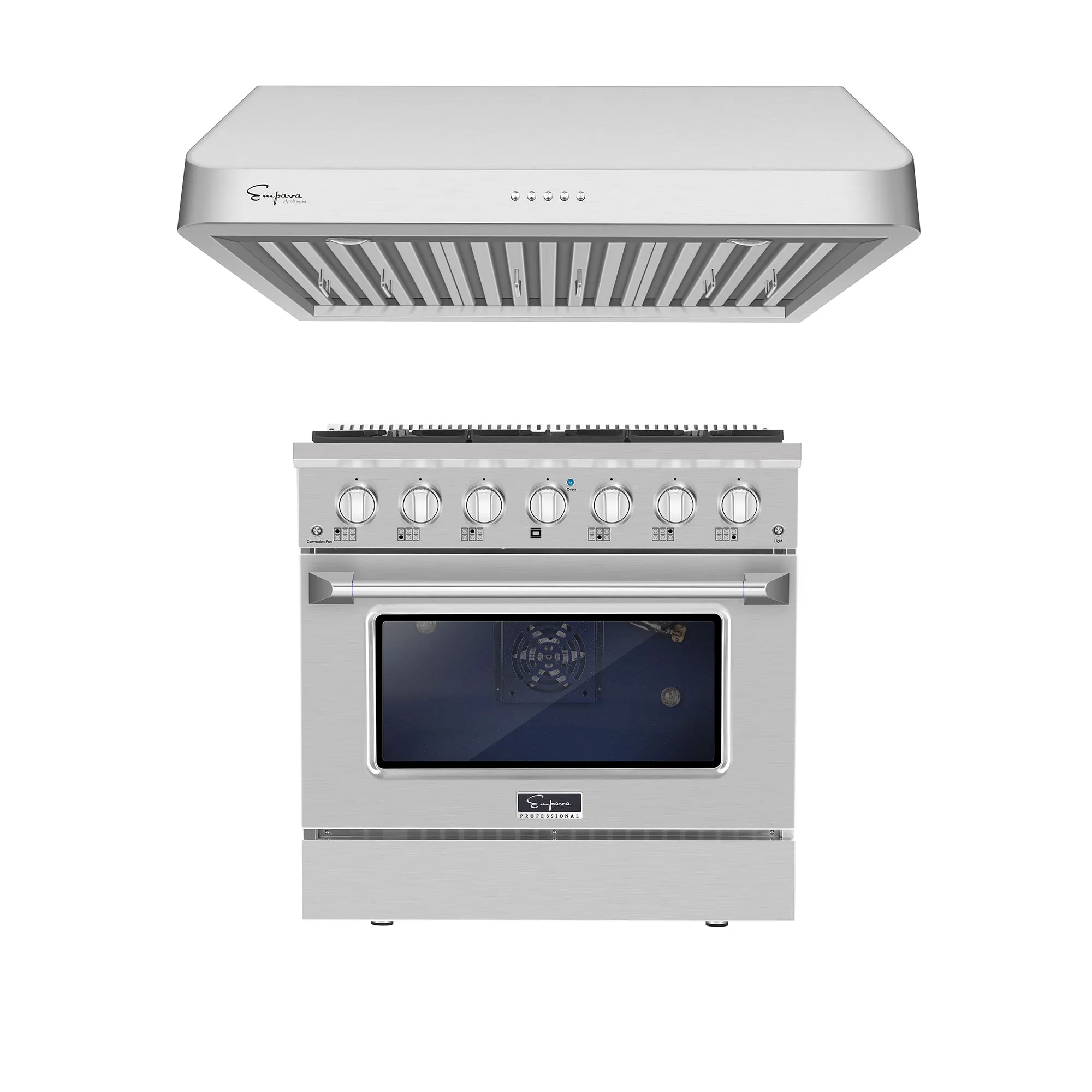 2 Piece Kitchen Appliances Packages w/ 36" Gas Range & 36" Range Hood-36GR08 & 36RH02