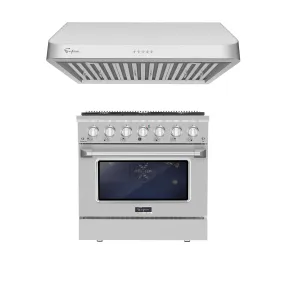 2 Piece Kitchen Appliances Packages w/ 36" Gas Range & 36" Range Hood-36GR08 & 36RH02
