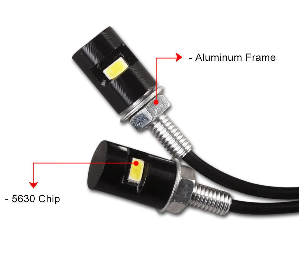 2PCS White Light Motorcycle Screw 5630LED Bolt Lamp Car License