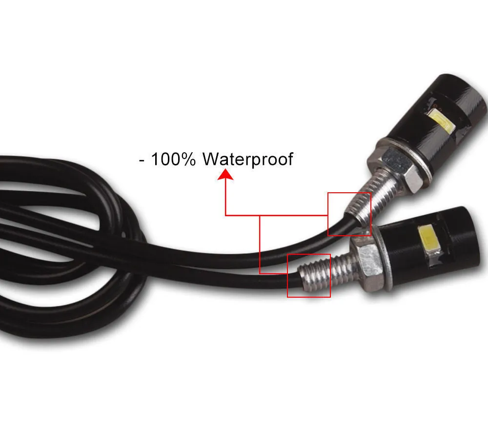 2PCS White Light Motorcycle Screw 5630LED Bolt Lamp Car License