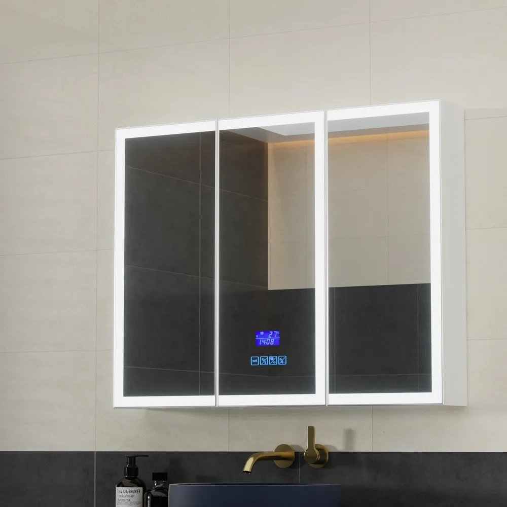 3-Door LED Mirror Cabinet with Bluetooth, Anti-Fog - Cefito