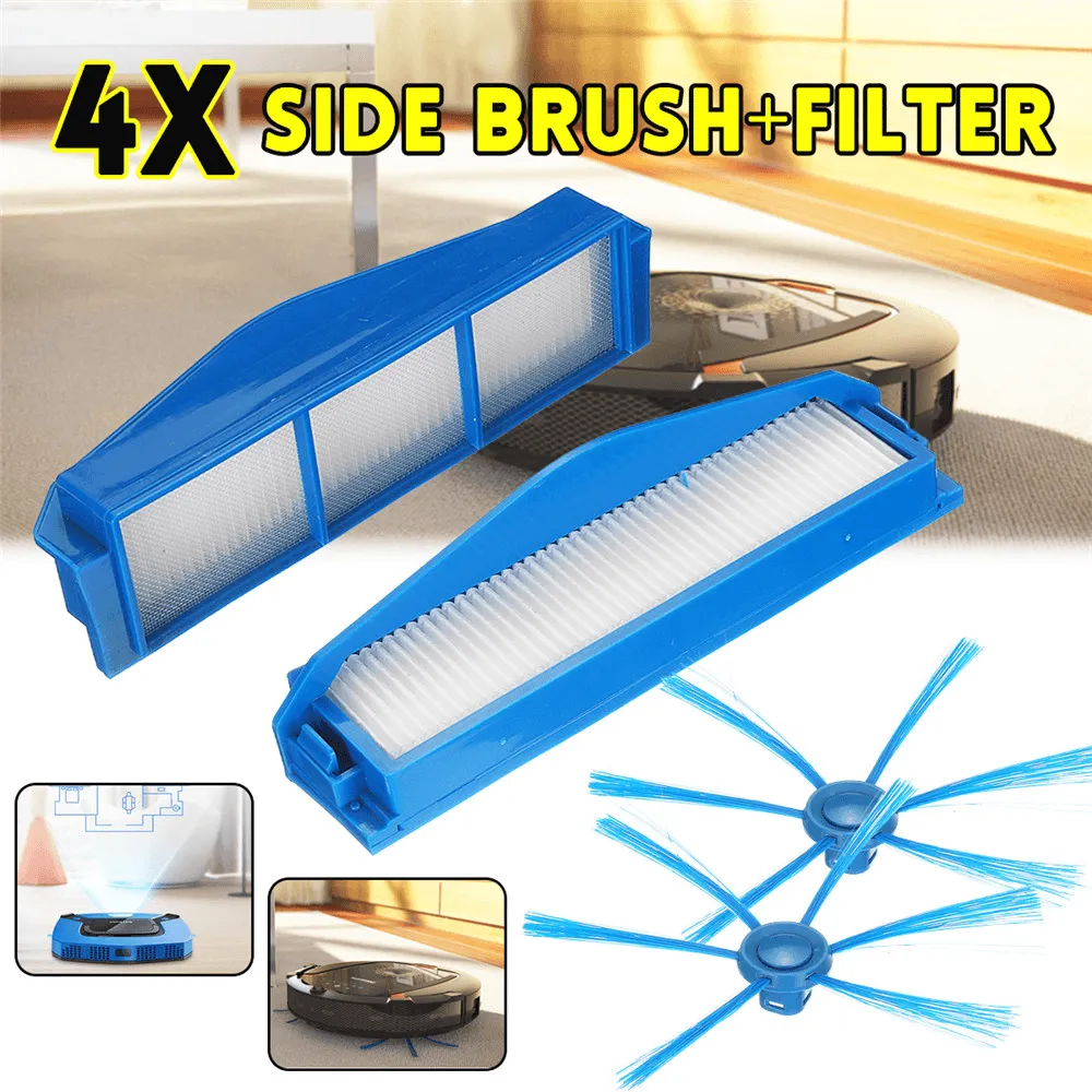 4Pcs Side Brush and Filter for Philips Robot Vacuum Cleaner FC8792FC8794FC8796 Tool