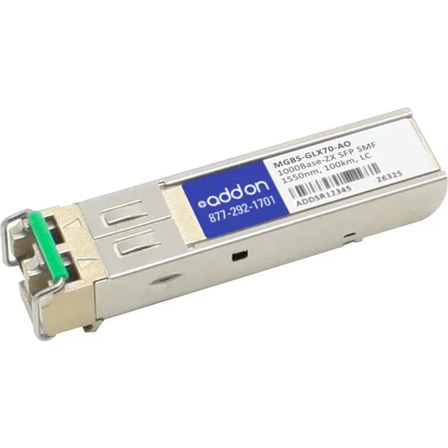 AddOn Amer Networks MGBS-GLX70 Compatible TAA Compliant 1000Base-ZX SFP Transceiver (SMF, 1550nm, 100km, LC) MGBS-GLX70-AO