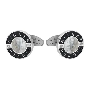 Aigner  Silver And  Black Cufflink