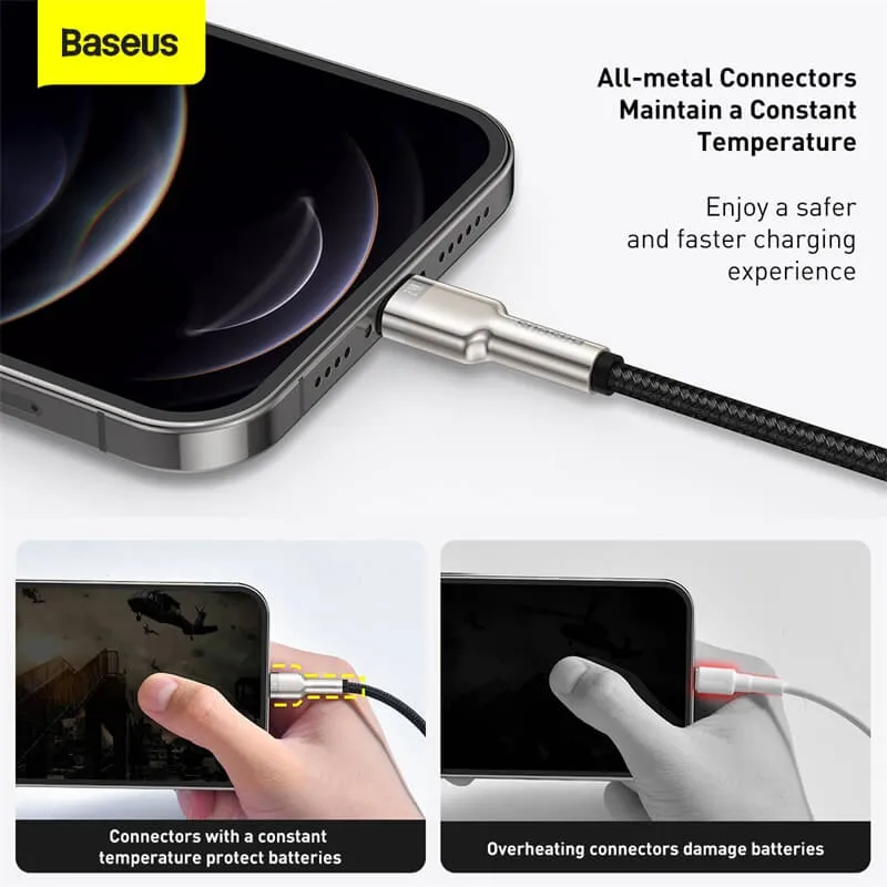 BASEUS 2M USB to Lightning Charging Cable (2.4A) | Cafule Metal Series iPhone Fast Charger Cable