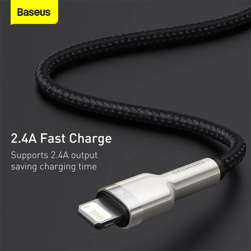 BASEUS 2M USB to Lightning Charging Cable (2.4A) | Cafule Metal Series iPhone Fast Charger Cable