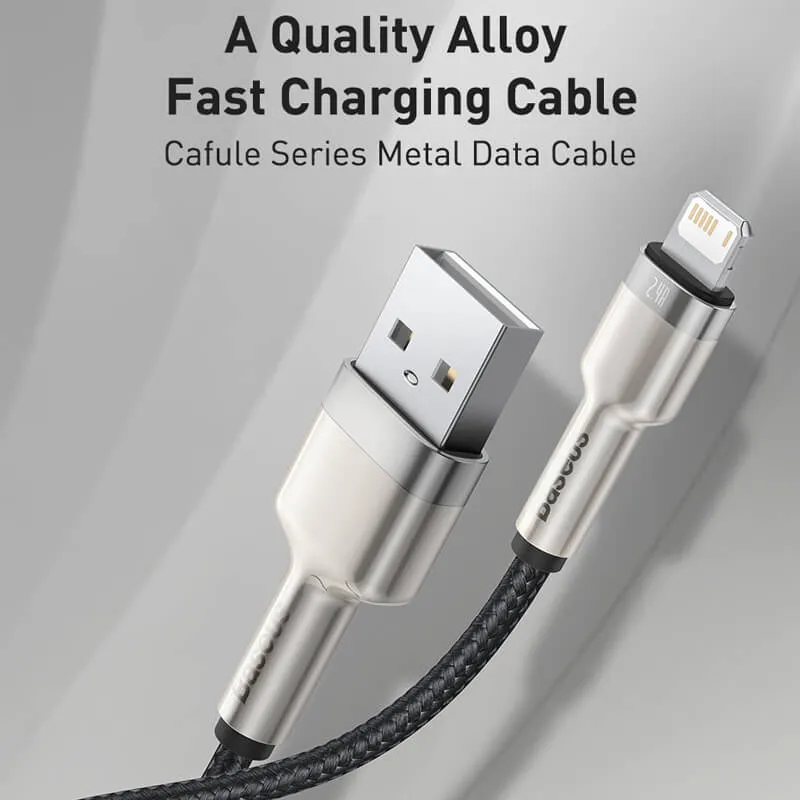 BASEUS 2M USB to Lightning Charging Cable (2.4A) | Cafule Metal Series iPhone Fast Charger Cable