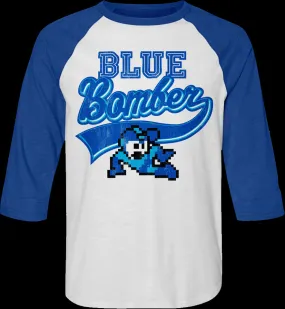 Blue Bomber Sports Logo Mega Man Raglan Baseball Shirt