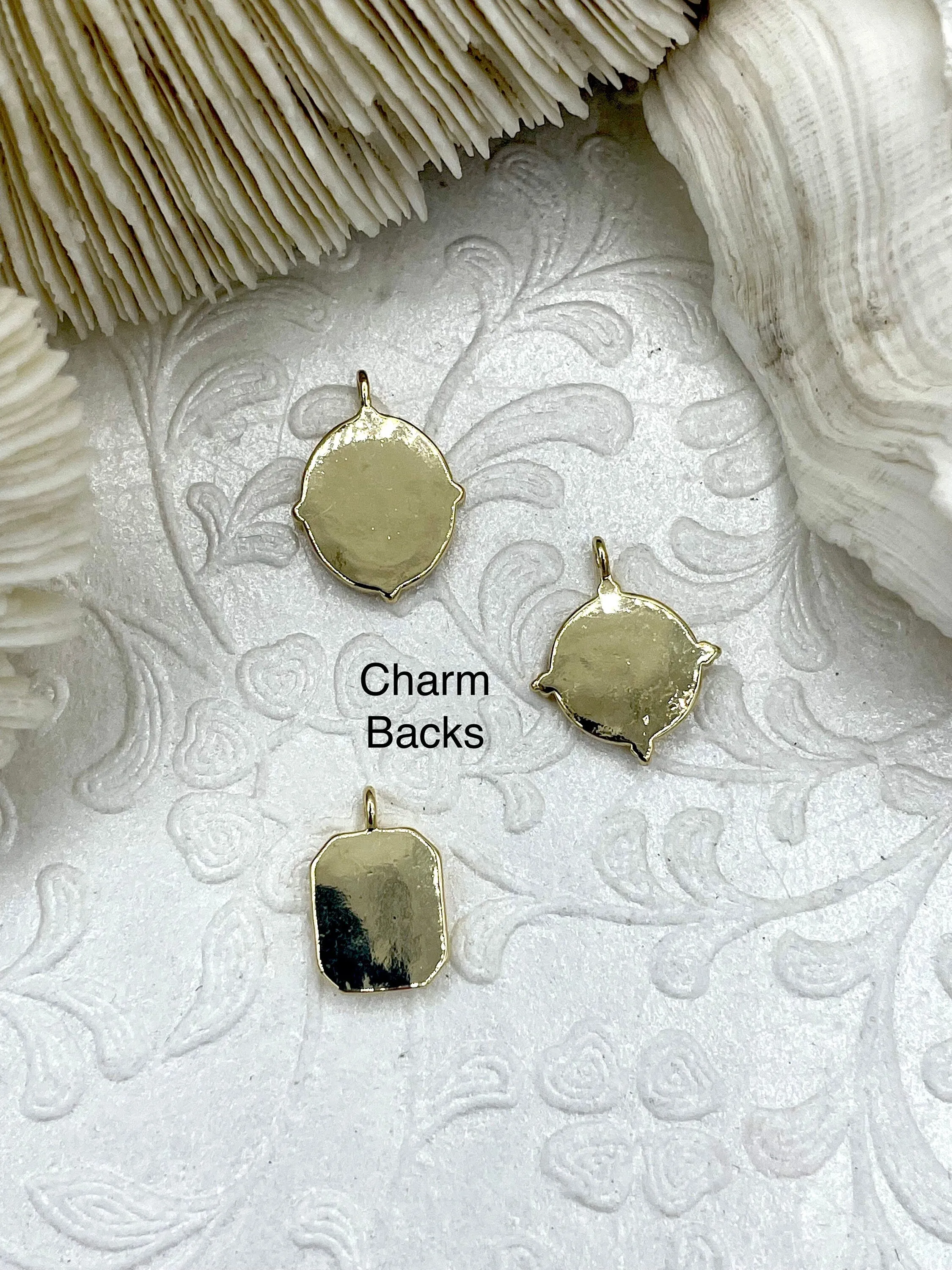 Brass Gold Plated Mother of Pearl Pendants, High Quality Brass Charms, 3 Styles, Mother of Pearl Charms, MOP pendants, Fast Ship.