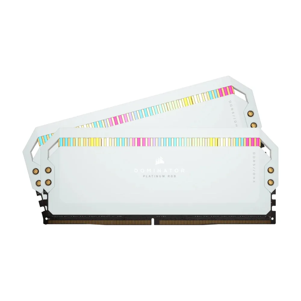CORSAIR Dominator Platinum RGB RAM, 64 GB DDR5 (2x32 GB), 5600 MHz, CL40, CMT64GX5M2B5600C40W, white