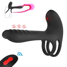 Couples Vibrating Girth Enhancer | 2 motors | Remote | Stretchy Cock Ring