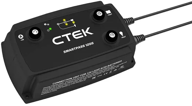 CTEK Battery Charger - Smartpass 120S Power Management for Starter & Service Batteries - 40-289