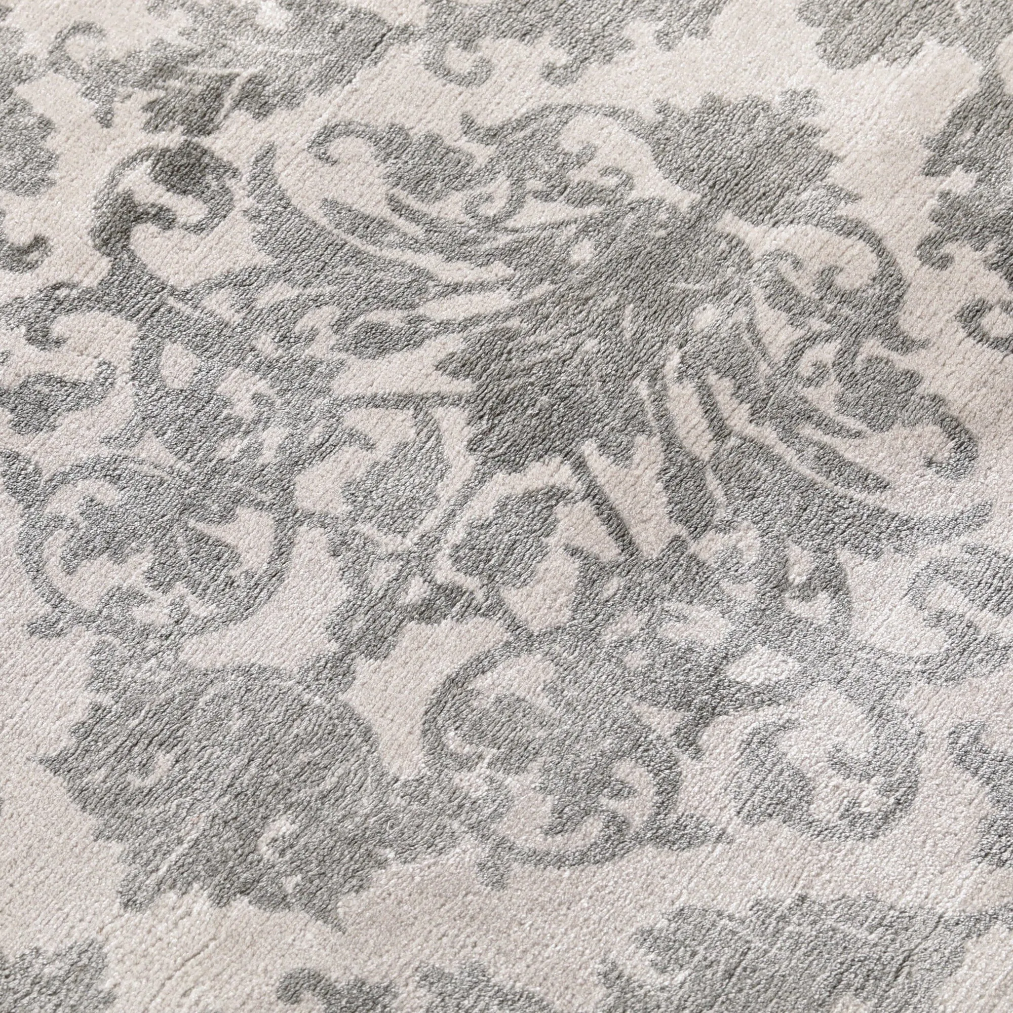 Damask Viscose Rug M 2000 × 1400 Light Gray