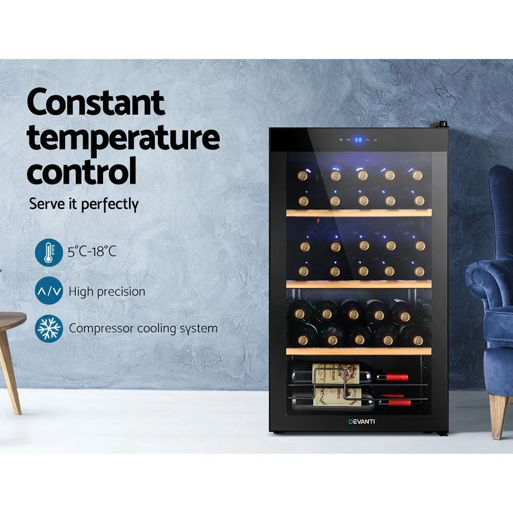 Devanti Wine Cooler 34 Bottles Compressor Chiller Beverage Fridge
