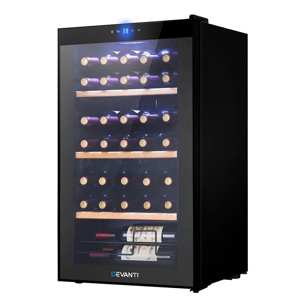 Devanti Wine Cooler 34 Bottles Compressor Chiller Beverage Fridge