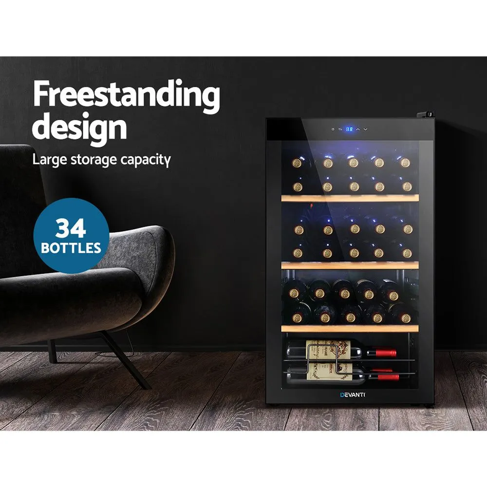 Devanti Wine Cooler 34 Bottles Compressor Chiller Beverage Fridge