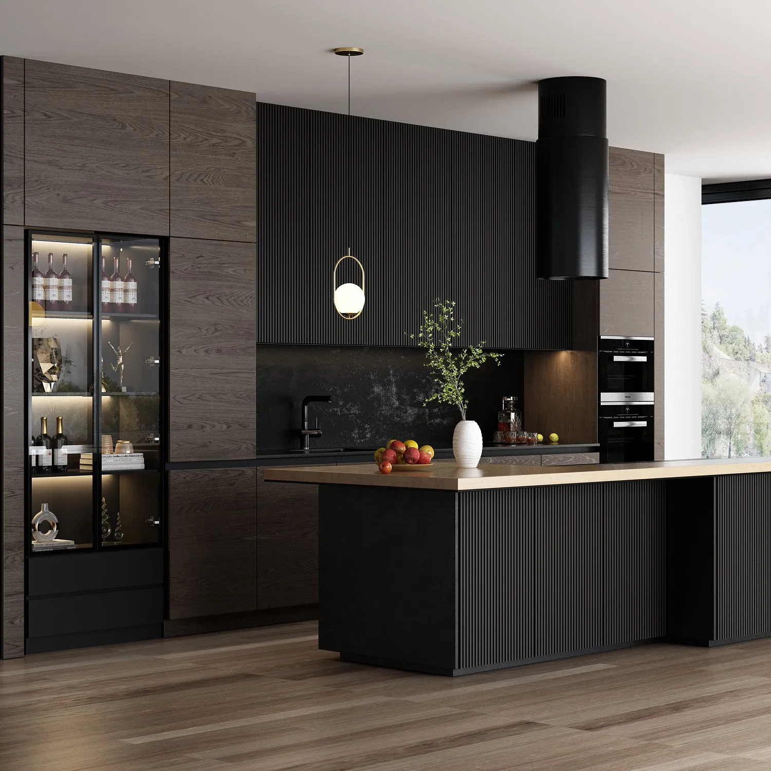 Display Storage Cabinet with LED Lights and Tempered Glass Doors