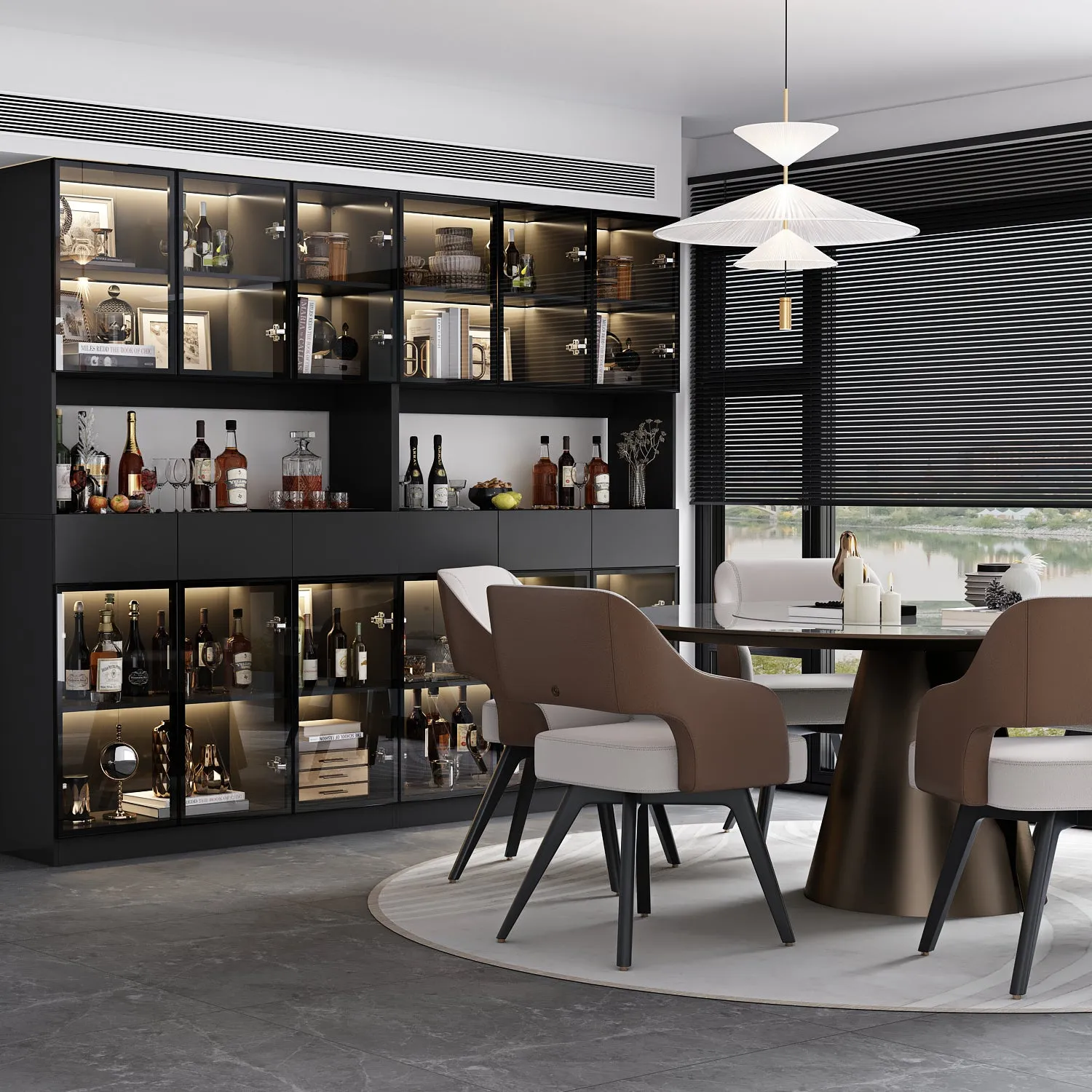 Display Storage Cabinet with LED Lights and Tempered Glass Doors