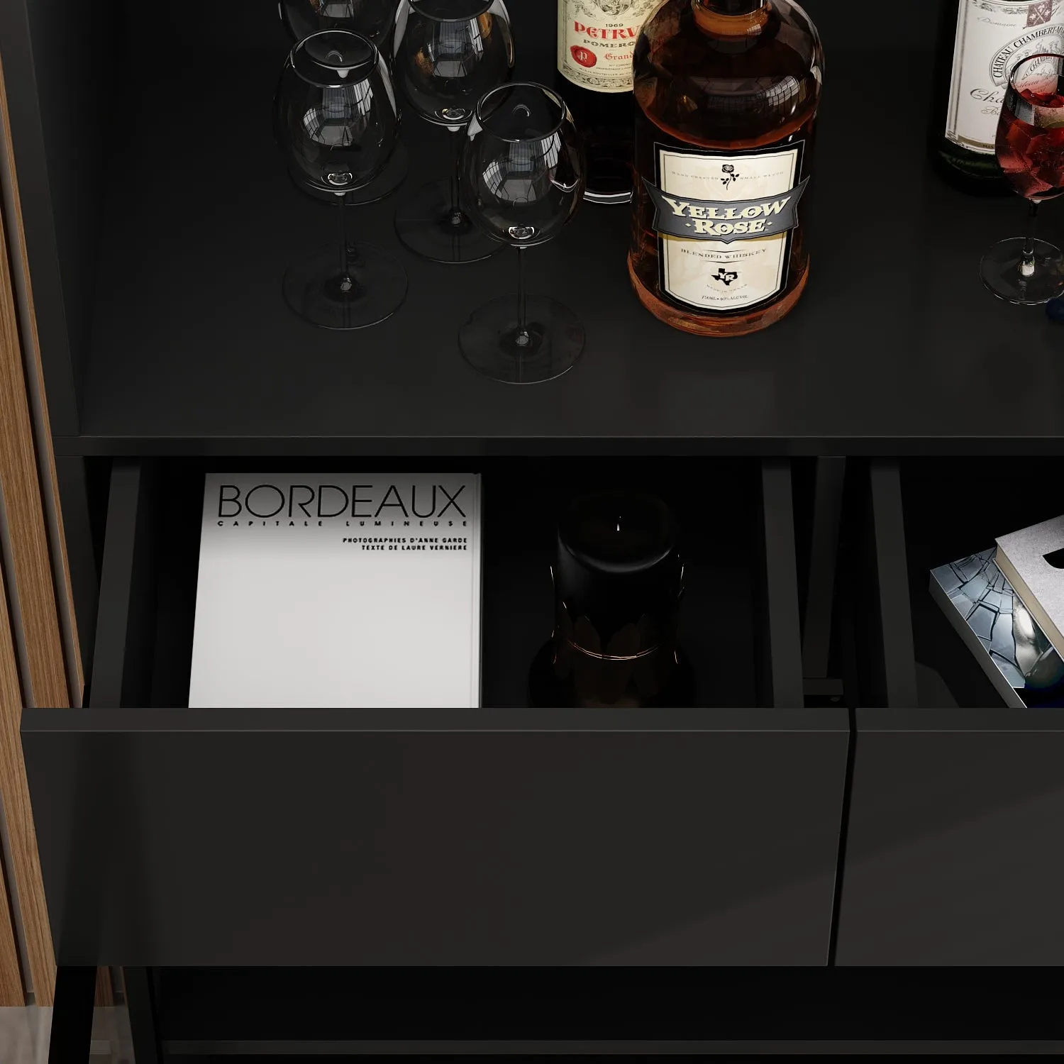 Display Storage Cabinet with LED Lights and Tempered Glass Doors
