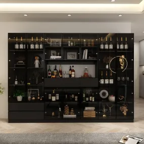 Display Storage Cabinet with LED Lights and Tempered Glass Doors