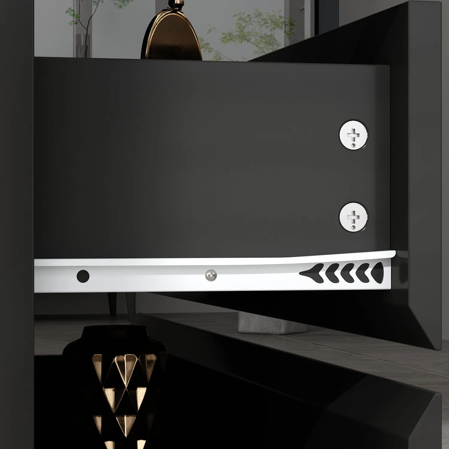 Display Storage Cabinet with LED Lights and Tempered Glass Doors