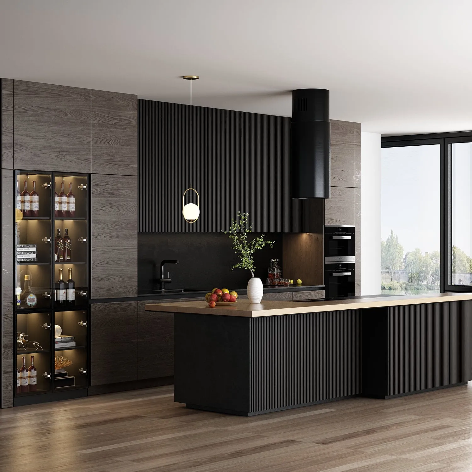 Display Storage Cabinet with LED Lights and Tempered Glass Doors