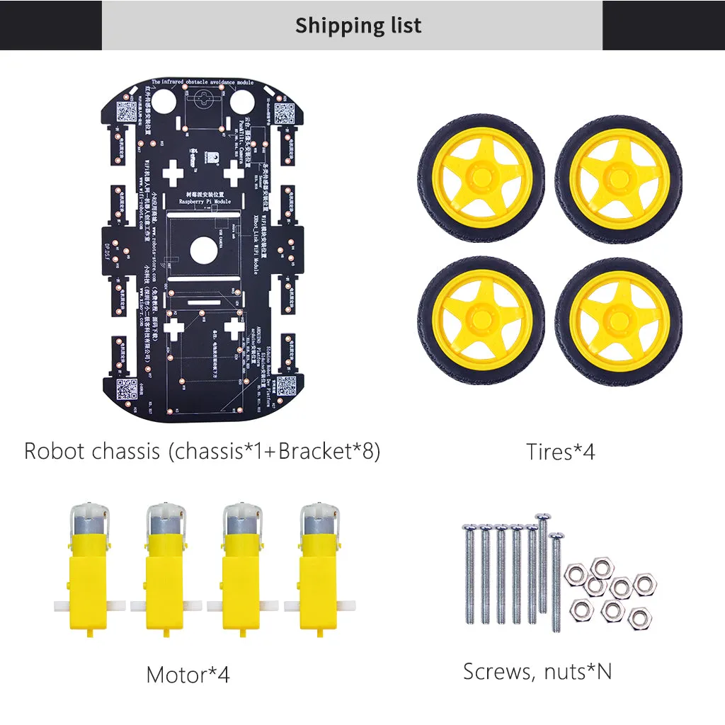 DIY 4WD Robot Car Chassis Kits compatible Arduino/Raspberry pi/ STM32