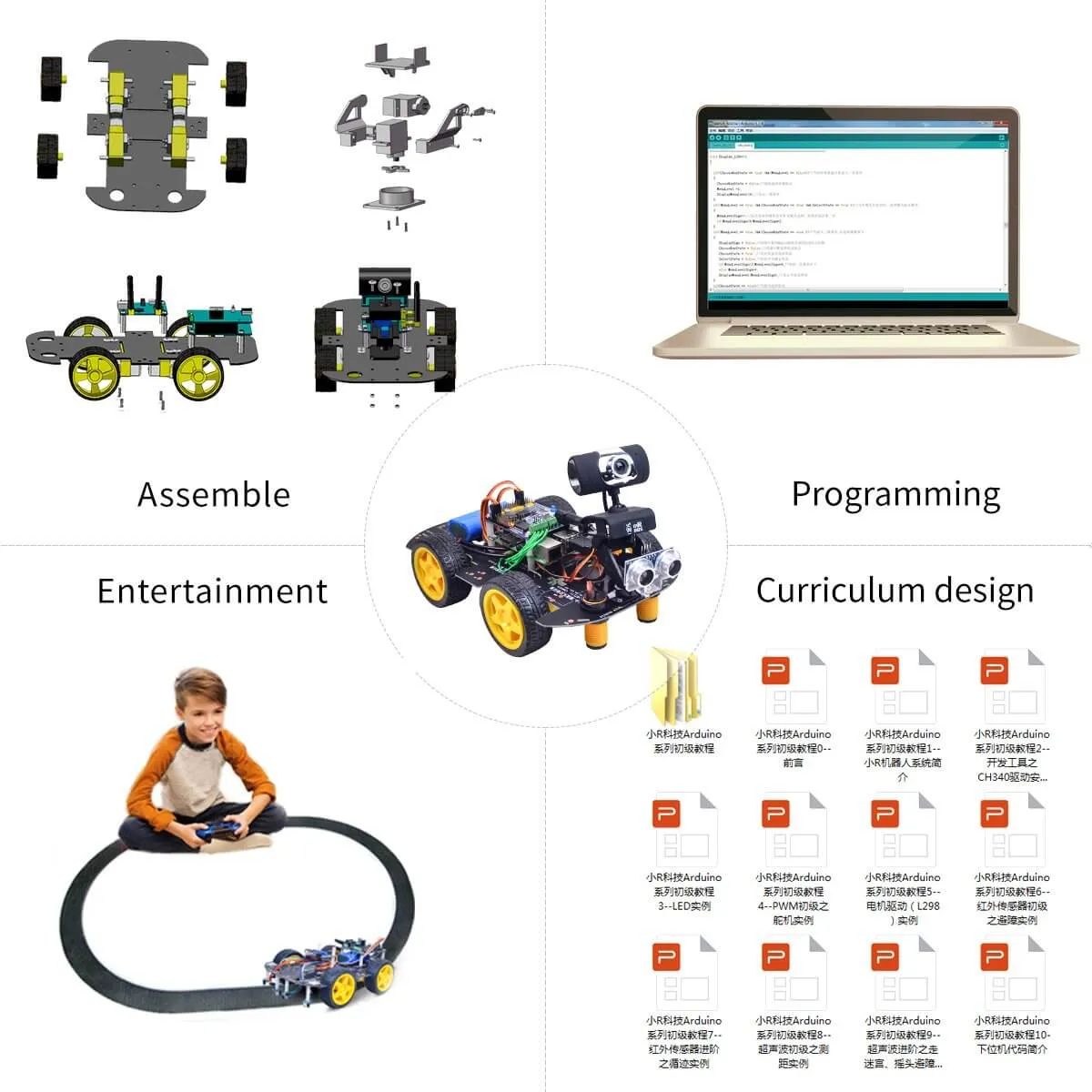 DIY 4WD Robot Car Chassis Kits compatible Arduino/Raspberry pi/ STM32