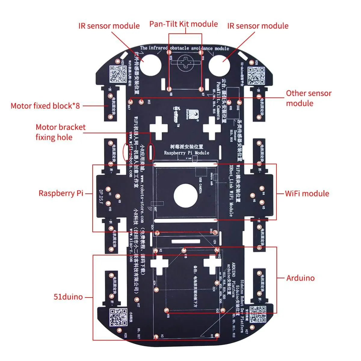 DIY 4WD Robot Car Chassis Kits compatible Arduino/Raspberry pi/ STM32