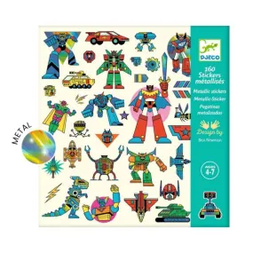 Djeco Metallic Stickers 160pc: Robots