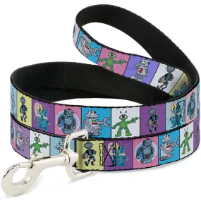 Dog Leash - Robots Pastel Blocks