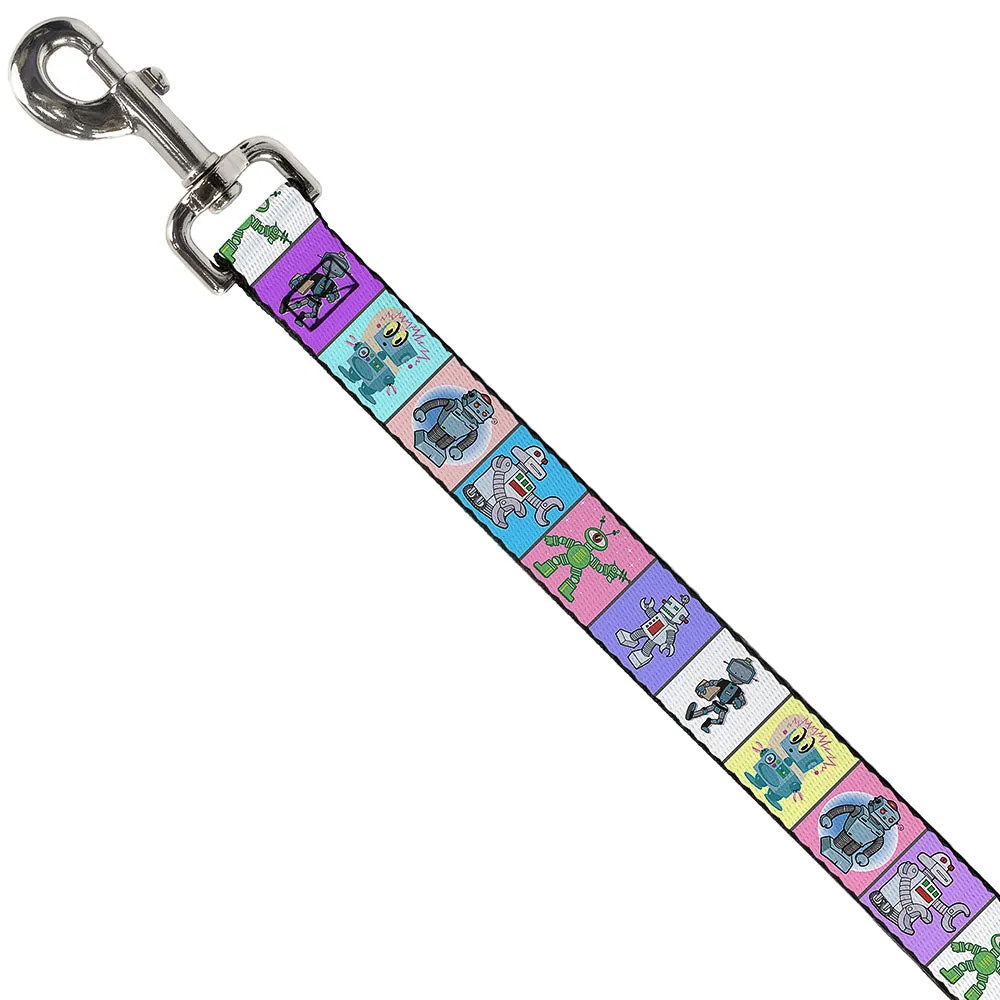 Dog Leash - Robots Pastel Blocks