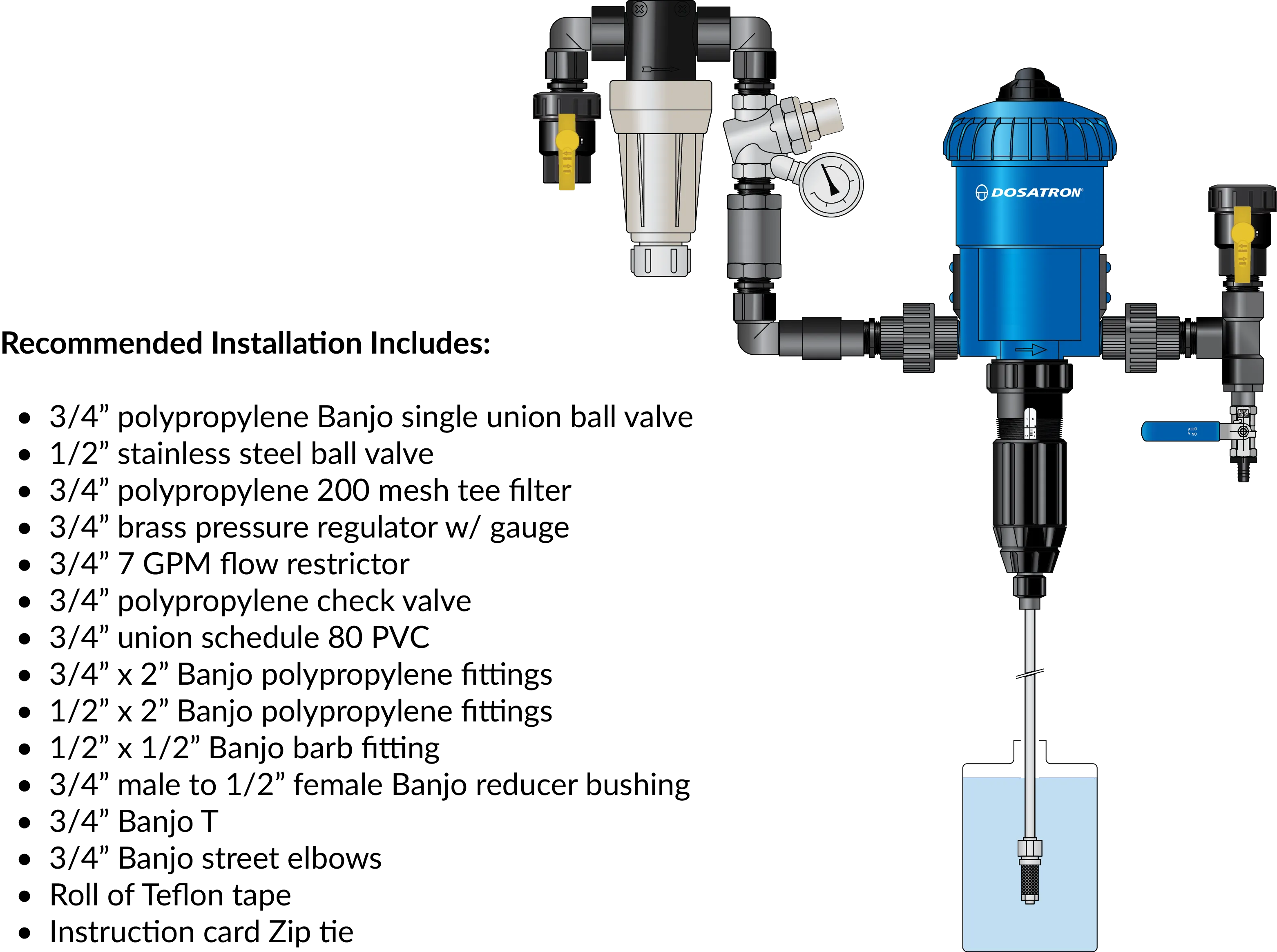 Dosatron D25RE10 3.00%-10% Standard Chemical Proportionate Dosing Pump with External Injection (4-34LPM)