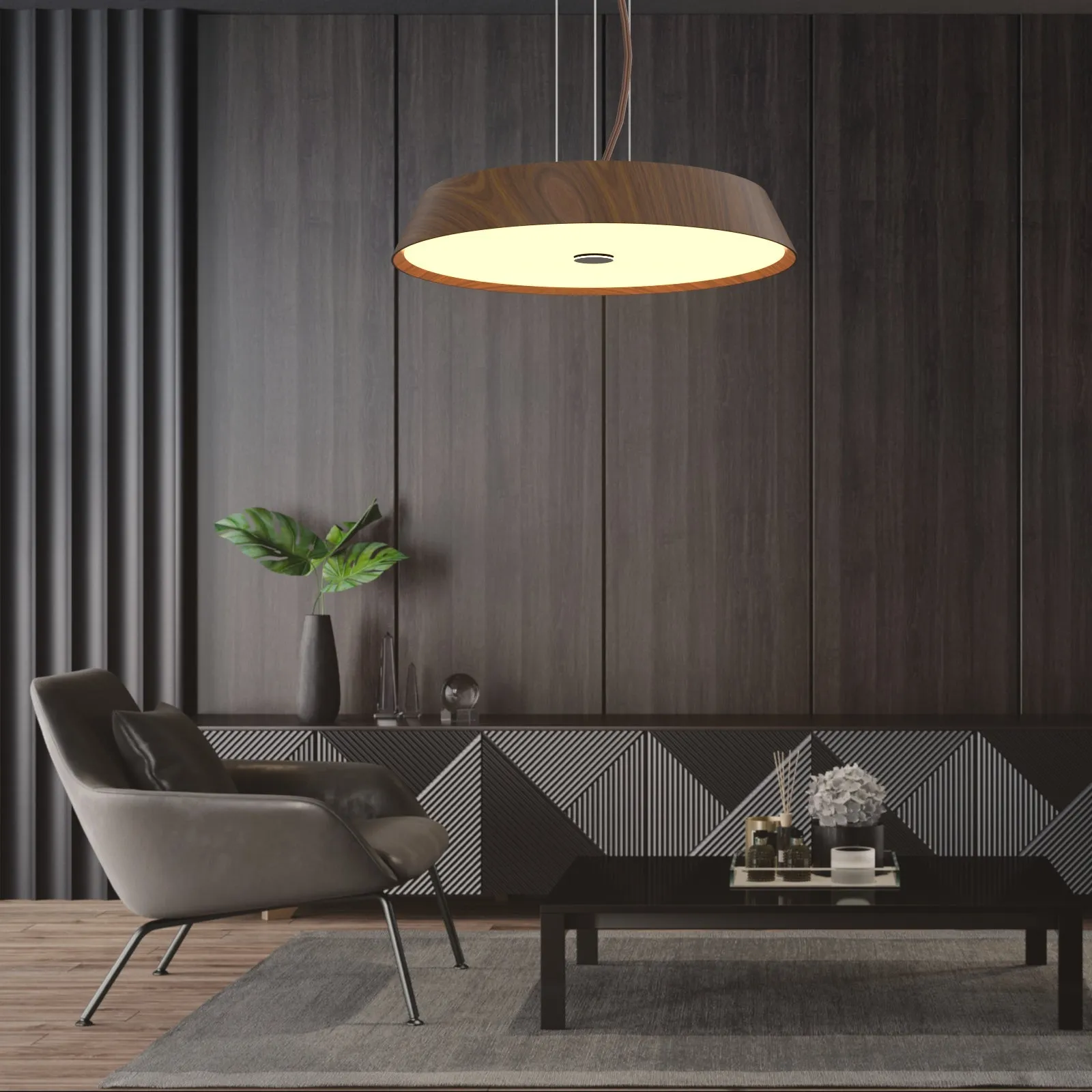 EDWARD Natural Wood LED Timber Pendant Light Contemparory Style Kitchen Island 3000K warmwhite