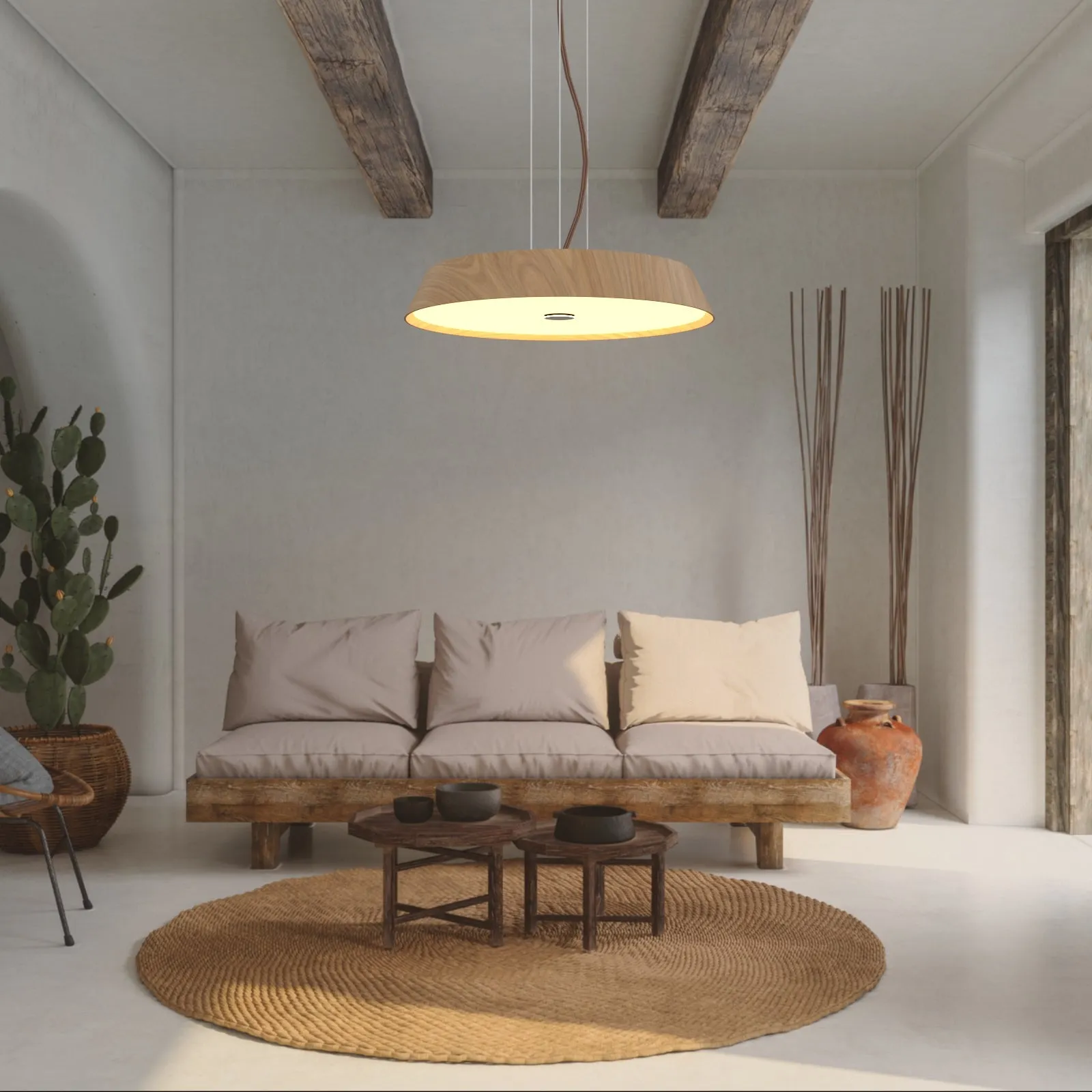 EDWARD Natural Wood LED Timber Pendant Light Contemparory Style Kitchen Island 3000K warmwhite