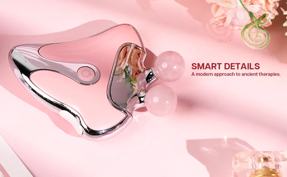 GemGlow Gua Sha Face Roller (Rose Quartz)