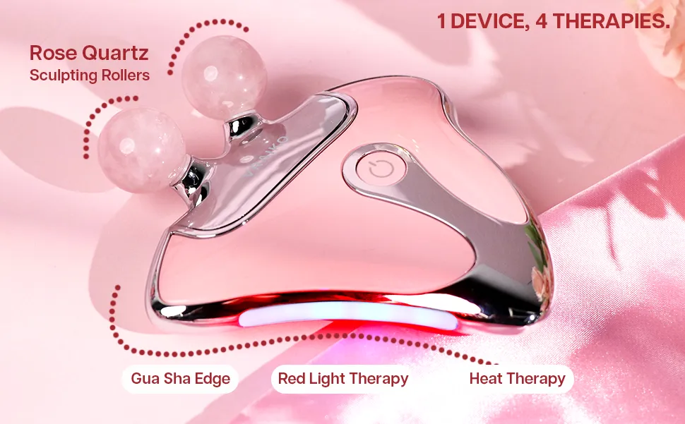GemGlow Gua Sha Face Roller (Rose Quartz)