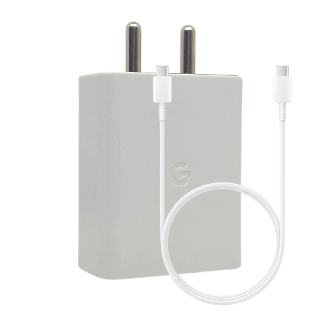 Google Pixel 8 30W USB-C Power Adapter with Type-C to C Cable for Google Pixel Mobile Charger (White)