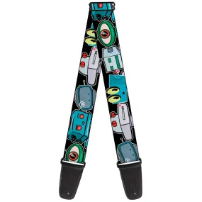 Guitar Strap - Robots C U Black