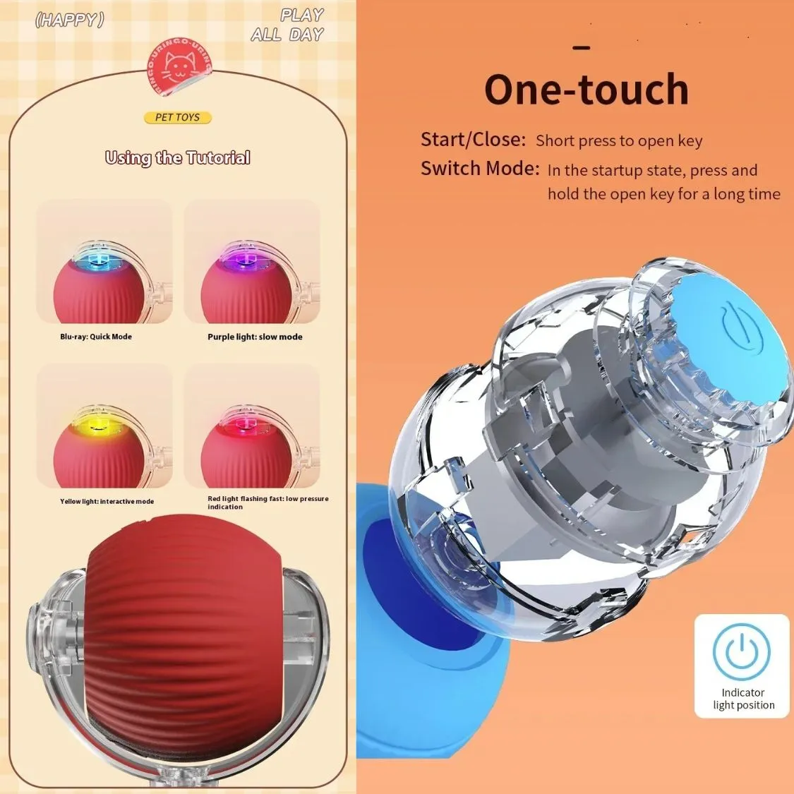 Interactive Pet Ball - Frenchie Teaser Automatic Rolling Toy for Endless Fun