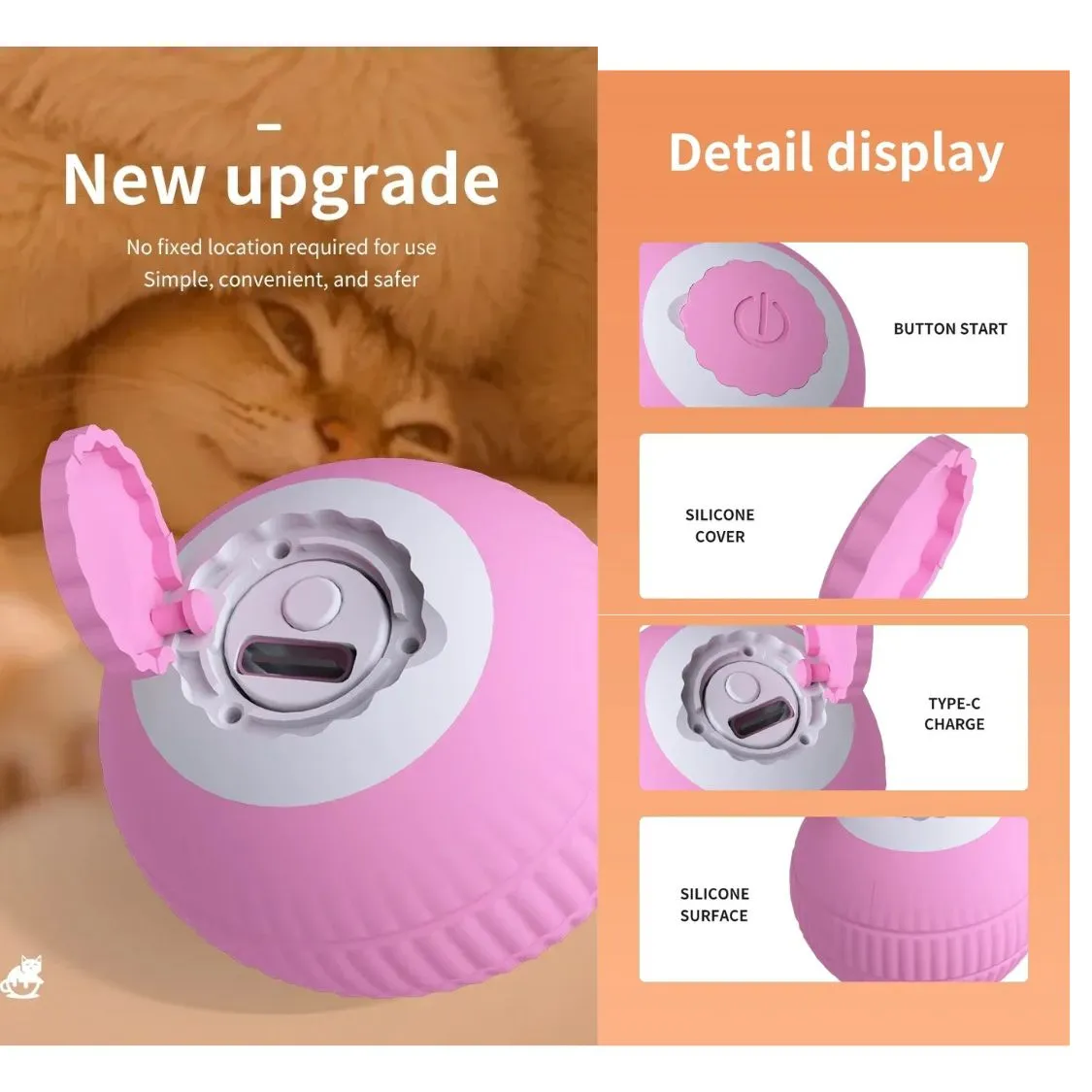 Interactive Pet Ball - Frenchie Teaser Automatic Rolling Toy for Endless Fun