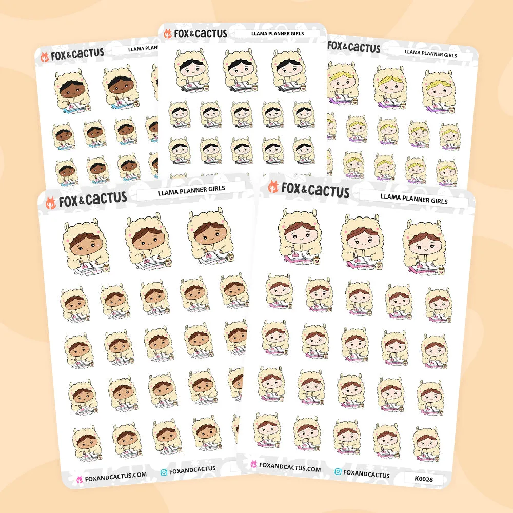 Llama Planner Kawaii Girl Stickers