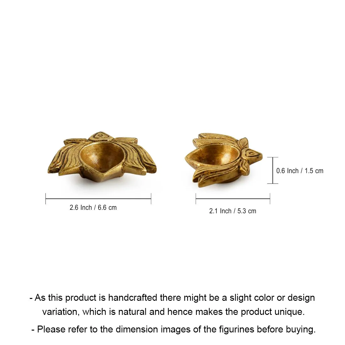 'Lotus Shaped' Hand-Carved Brass Diya (Hand-Etched, 222 grams)