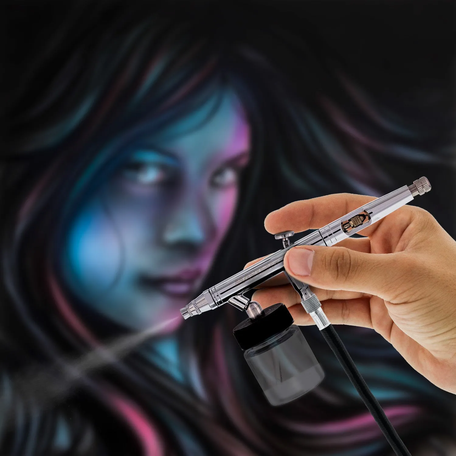 Master Hi-Flow S62 All-Purpose Precision Dual-Action Siphon Feed Airbrush, 0.5 mm Tip, 3/4 oz Bottle (Includes 6 ft. Braided Air Hose)
