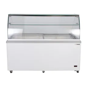 Maxx Cold - MXDC-12 Curved Glass Ice Cream Dipping Cabinet Freezer, 70"W, 20 cu. ft. Storage Capacity, Holds up to (22) Flavor Tubs, in White