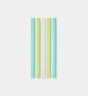 Mini Reusable Silicone Straw - Green/White/Frost (5pk)