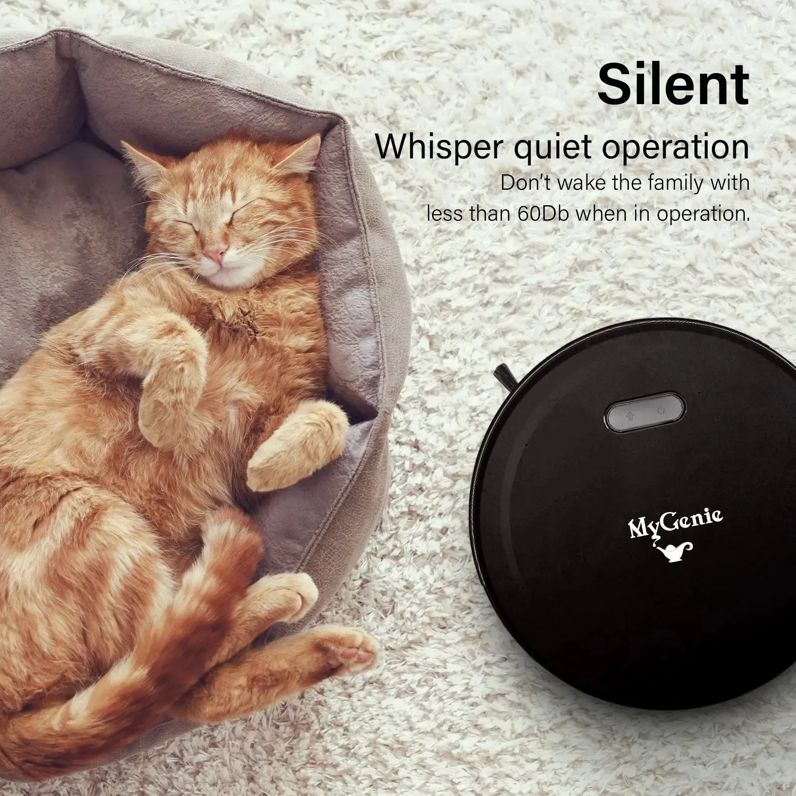 Mygenie smart robotic vacuum cleaner app controlled carpet floors auto robot