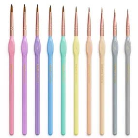 Nicpro 10PCS Micro Fine Detail Paint Brush Set, Macaron Pastel Small Miniature Fine Tip Detail Brushes Kit for Acrylic Oil Watercolor, Craft, Models, Rock Painting, Paint by Number